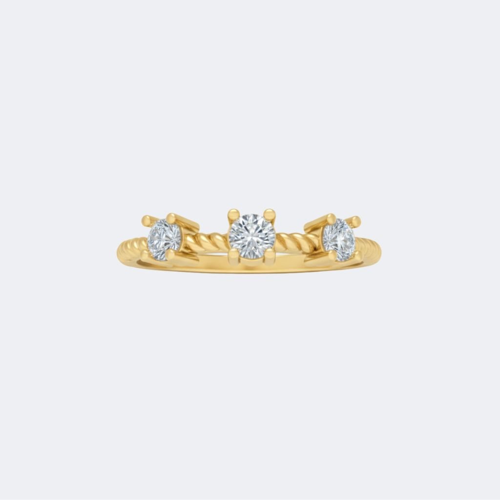 0.25CTW Round Rope Band Trellis Setting Minimalist Ring