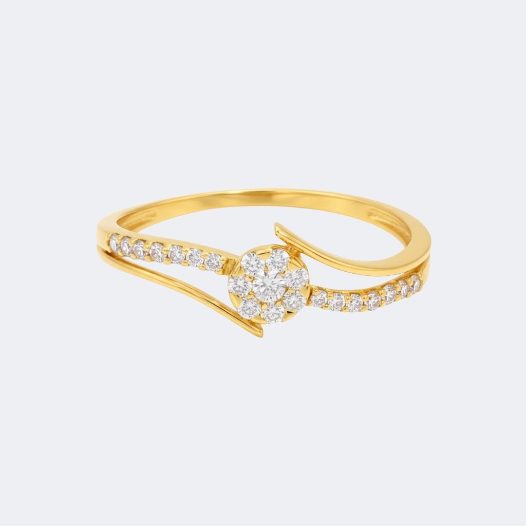 0.20CTW Round Cluster Pave Ribbon Solitaire Setting Minimalist Ring