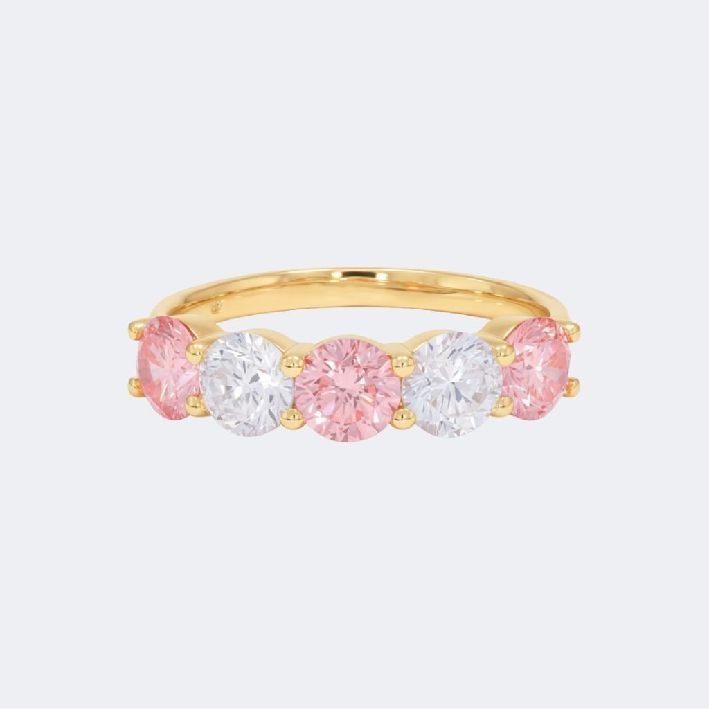 1.00CTW Round Prong Set Diamond Alternating Band Ring