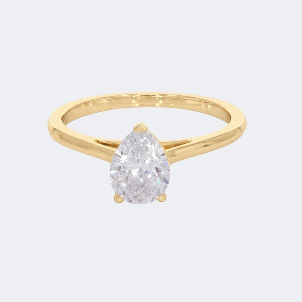 1.00CTW Pear Solitaire Cathedral Ring