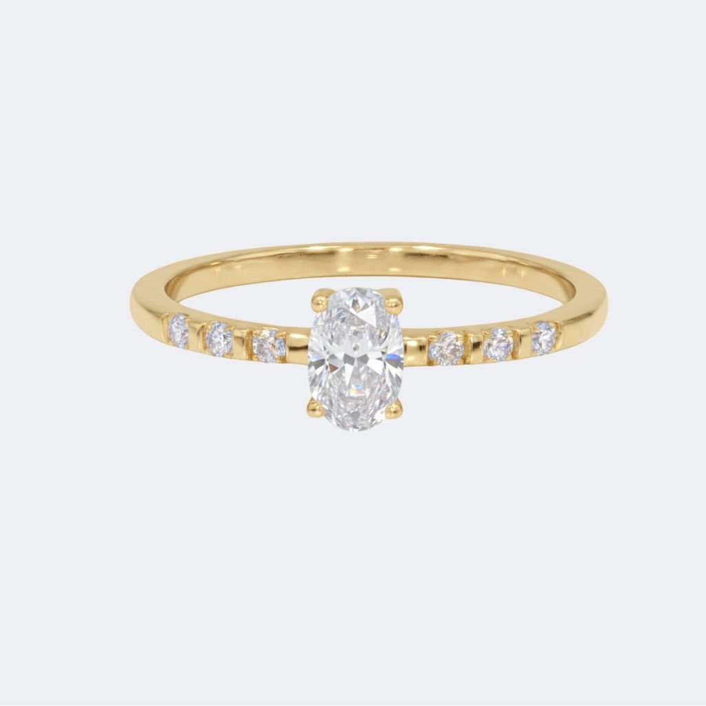 0.50CTW Oval Solitaire Ring - Channel Set Accents