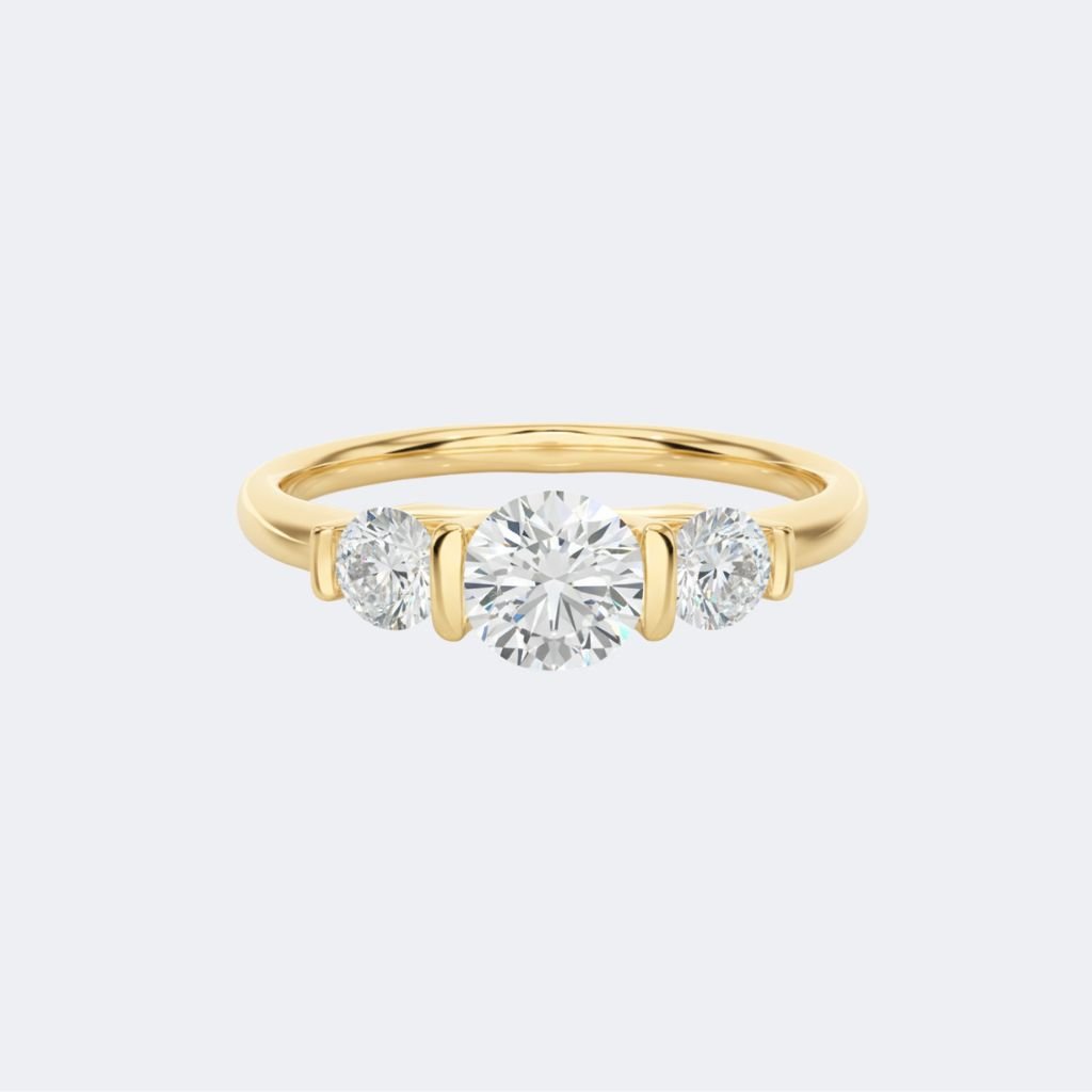 0.90CTW Round Solitaire Ring - 3-Stone Bar Set
