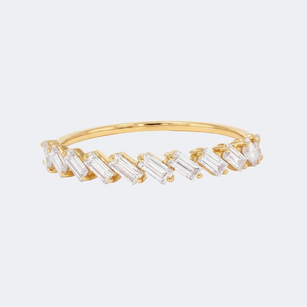 0.50CTW Baguette Bar Set Staggered Diamond Ring