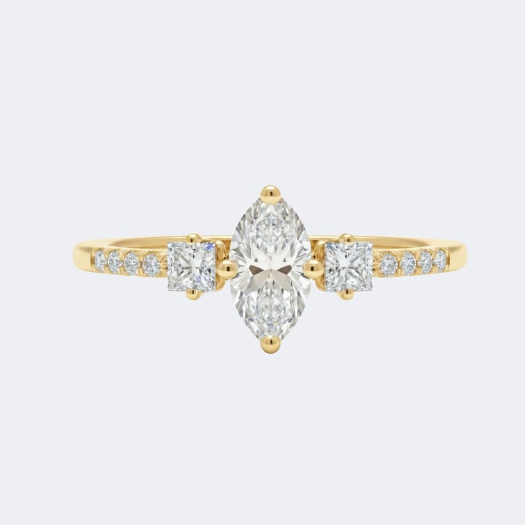 0.45CTW Oval & Princess Dainty Cluster Setting Minimalist Ring