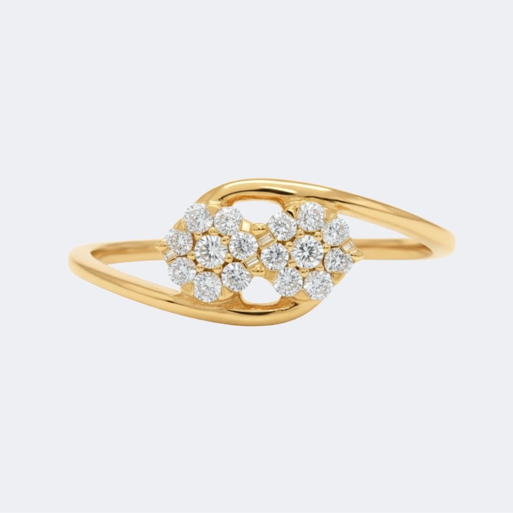 0.25CTW Round Cluster Double Flower Bypass Setting Minimalist Ring