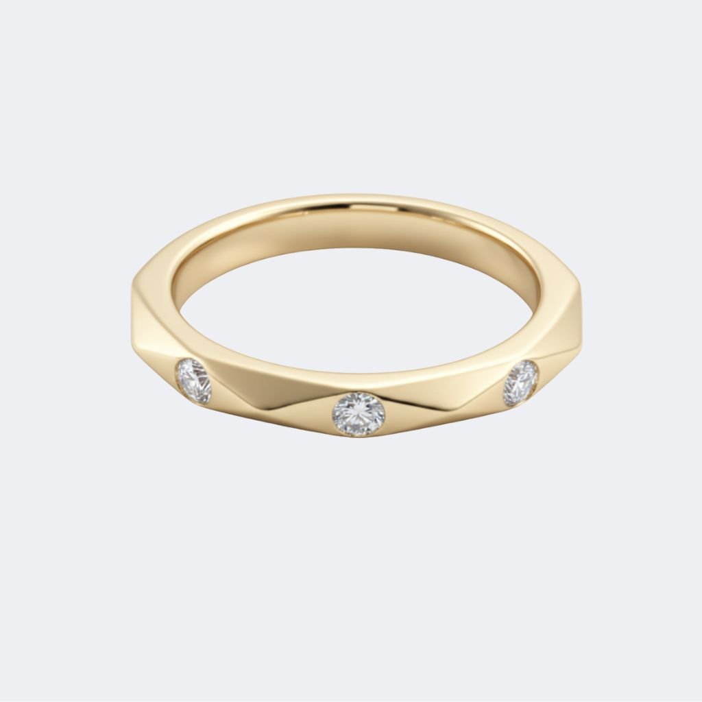 0.15CTW Round Flush Set Diamond Geometric Band Ring Band Ring