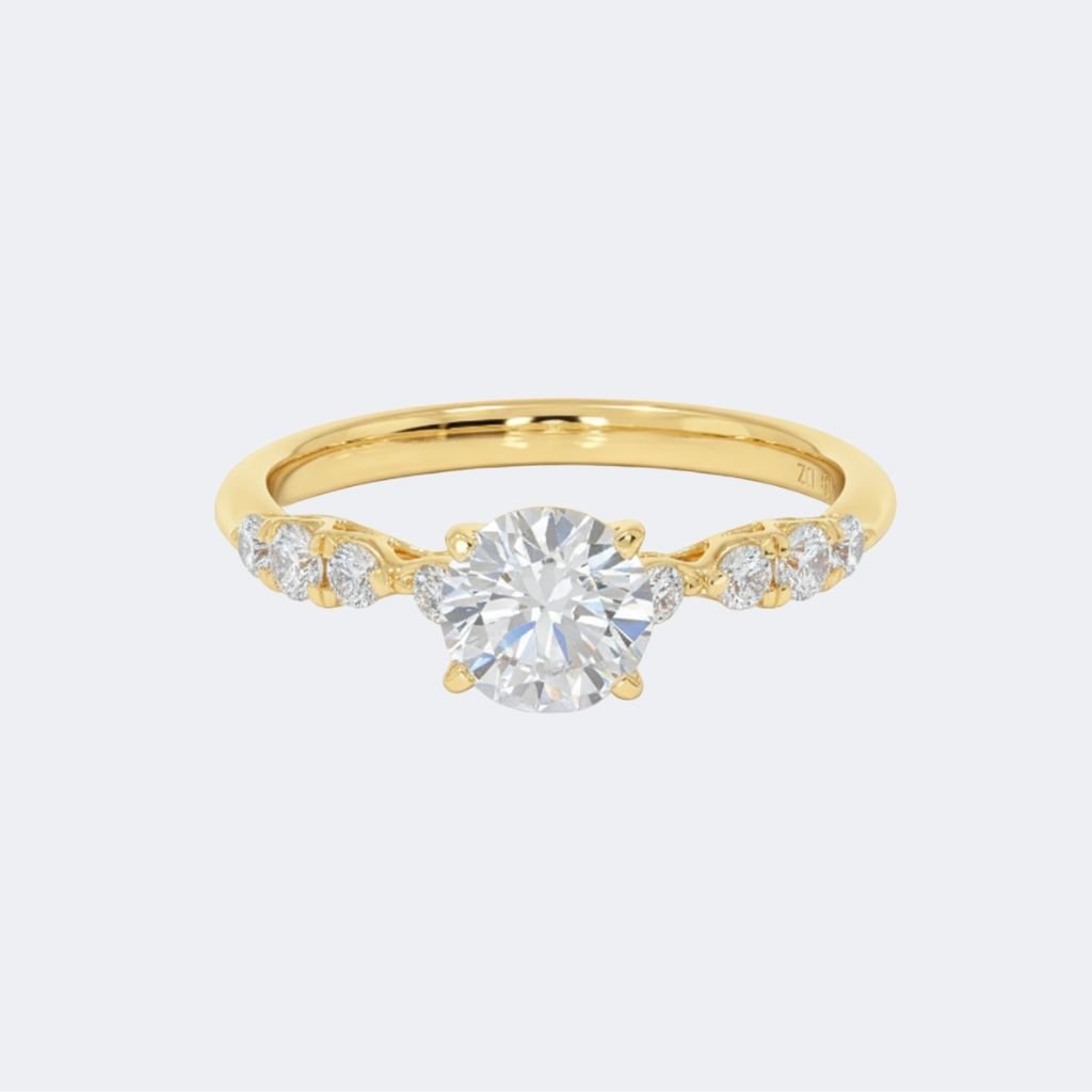 1.40CTW Round Solitaire Ring - Petal Cluster