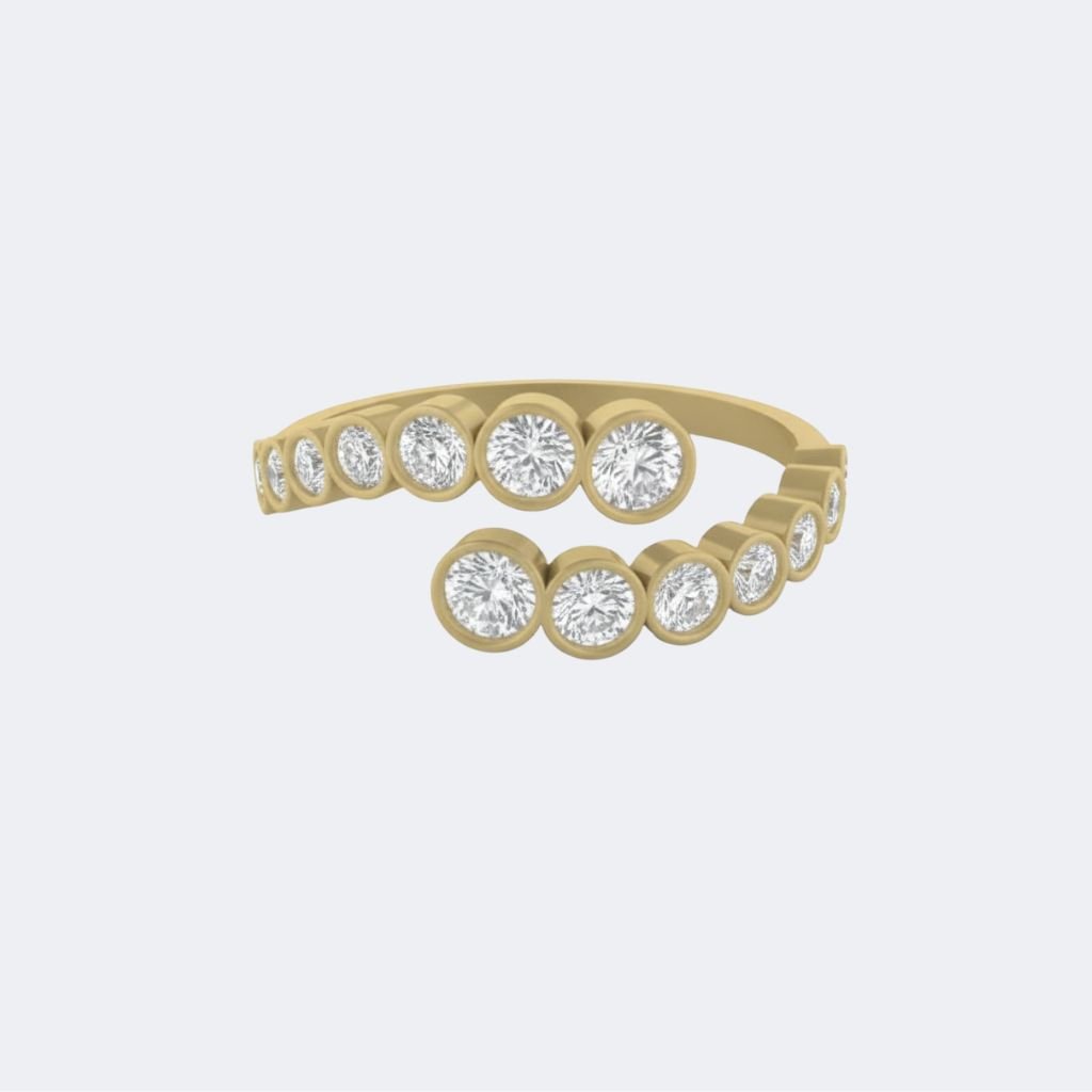 0.90CTW Round Bezel Set Open Cuff Setting Minimalist Ring