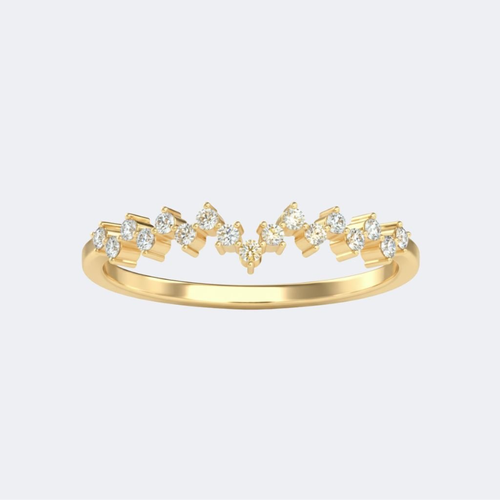 0.15CTW Round Zigzag Prong Band Setting Minimalist Ring