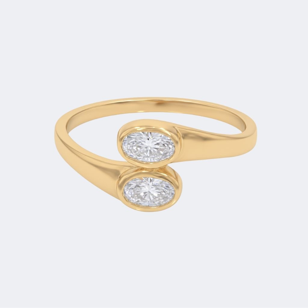 0.35CTW Oval Bezel Set Diamond Cuff Ring