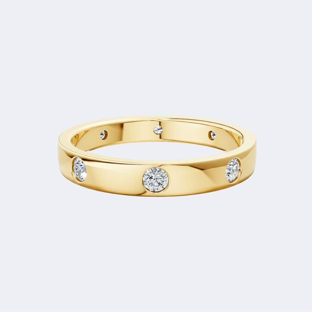 0.40CTW Round Flush Set Half Eternity Setting Minimalist Ring