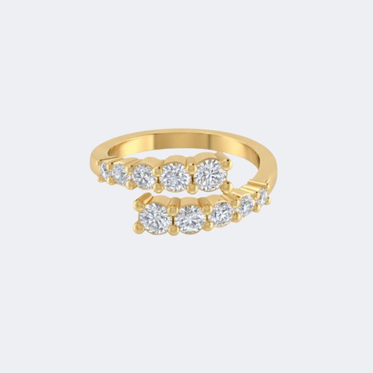 1.00CTW Round Shared Prong Open Cuff Setting Minimalist Ring