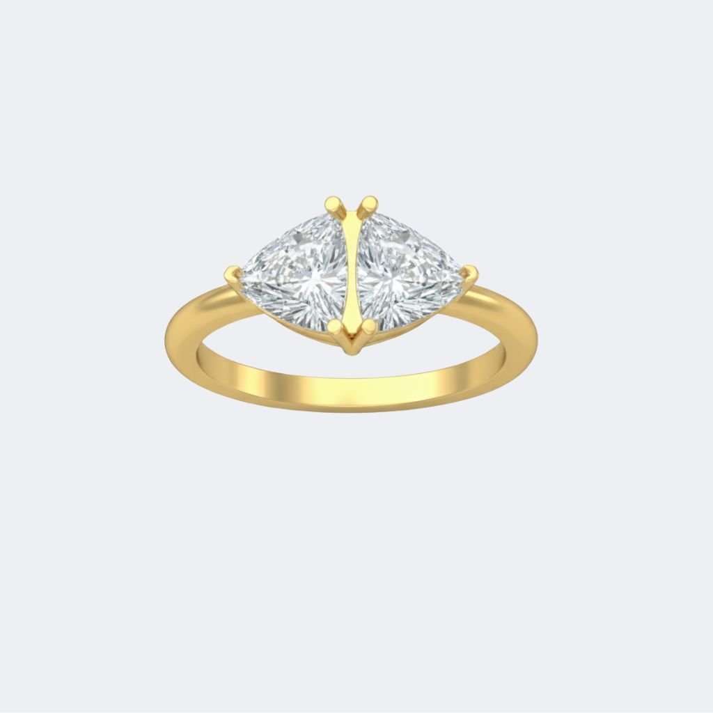 2.00CTW Trillion Cut Solitaire Ring - Two-Stone Cluster