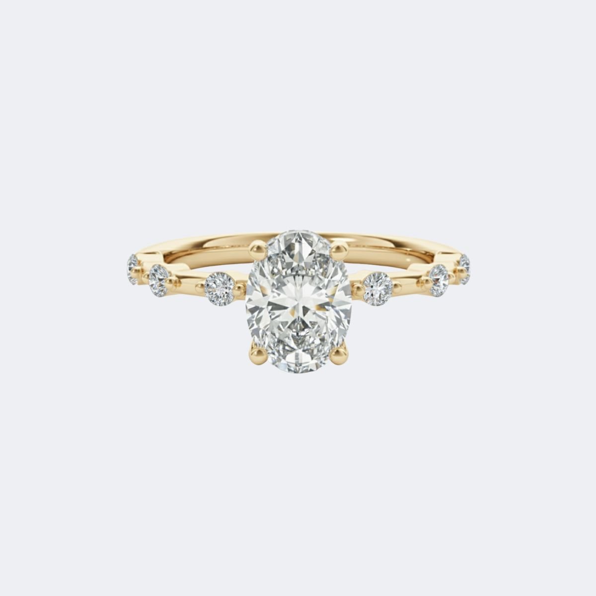 1.25CTW Oval Solitaire Ring - Scattered Accents