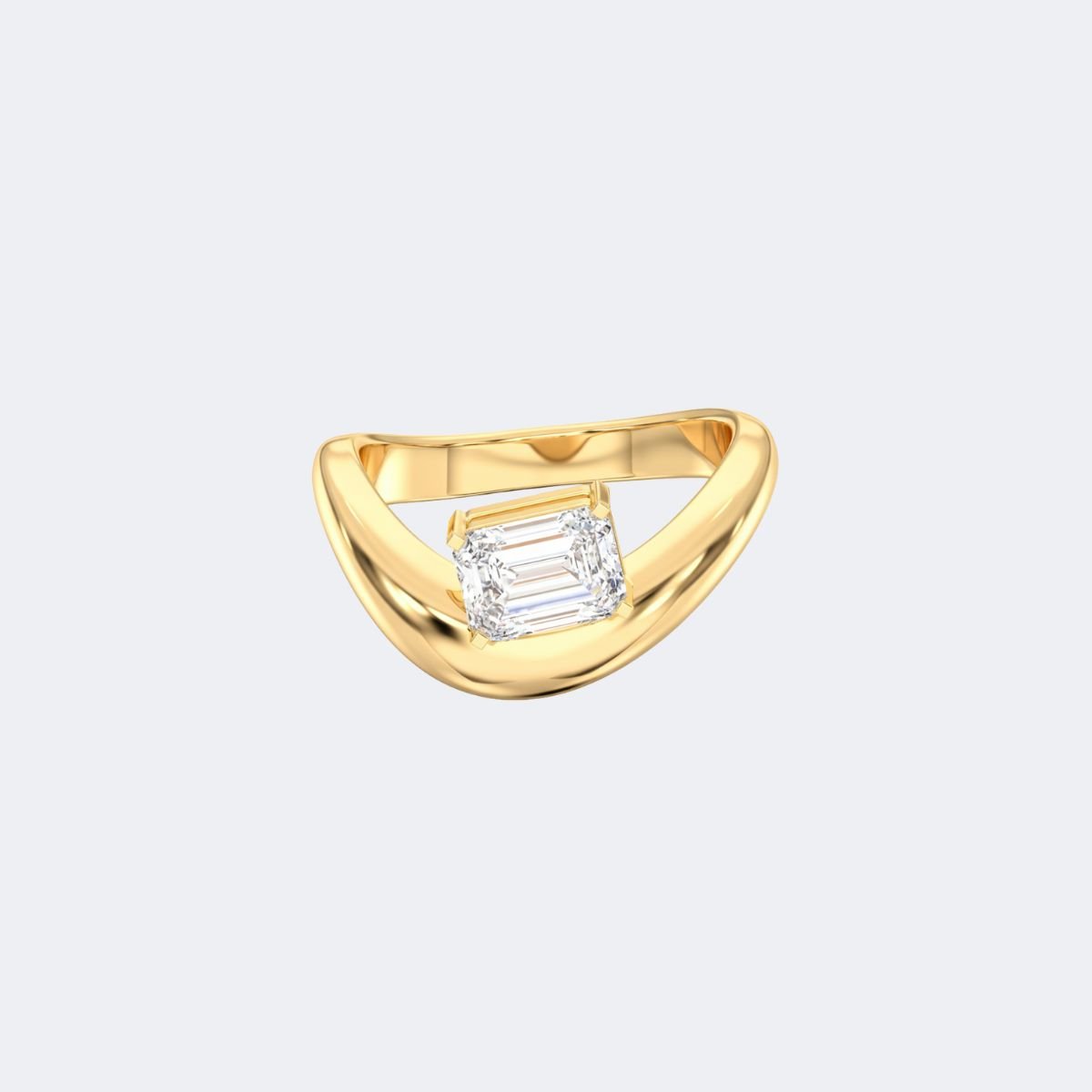 1.30CTW Emerald Architectural Wave Solitaire Ring