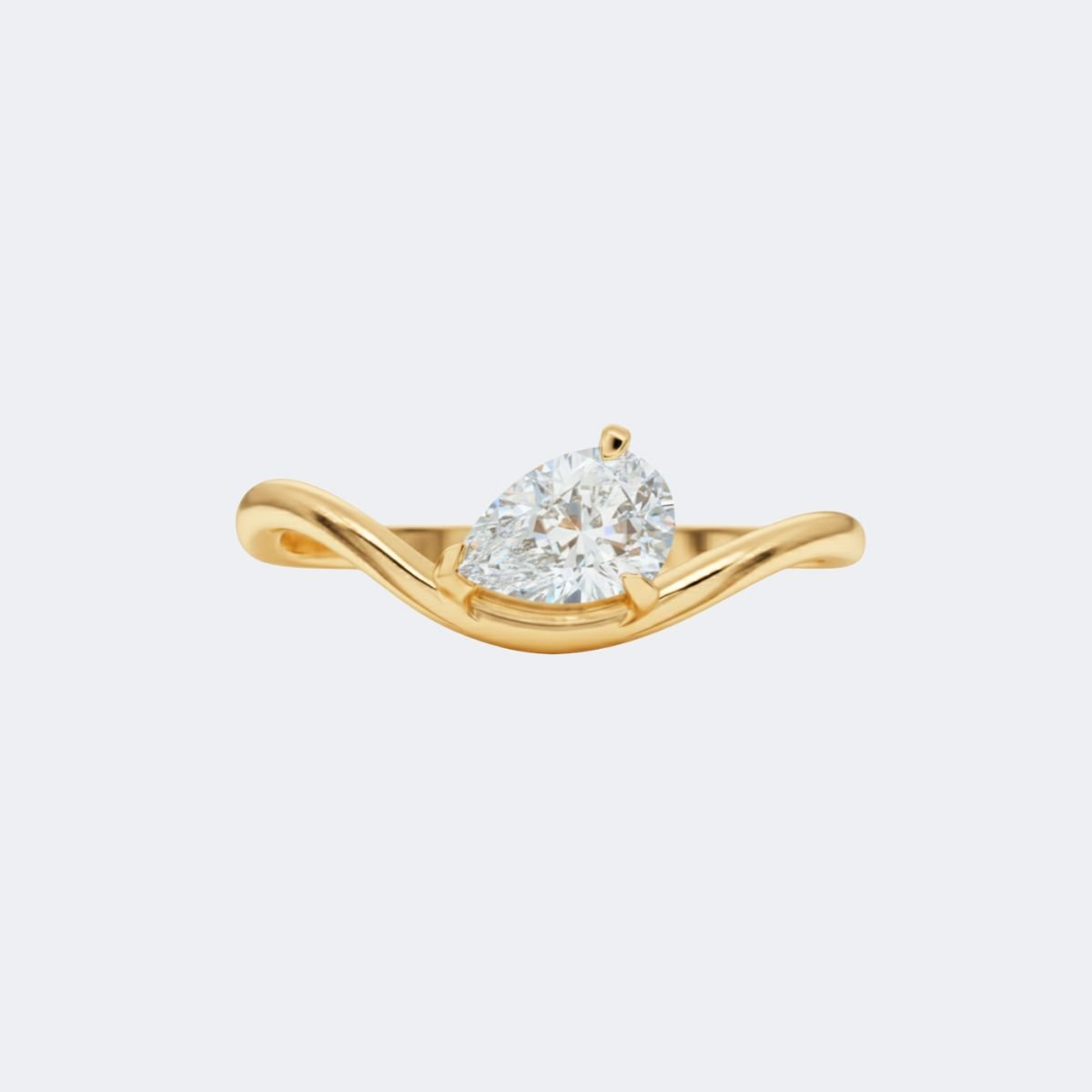 0.75CTW Pear Contoured Wave Solitaire Ring