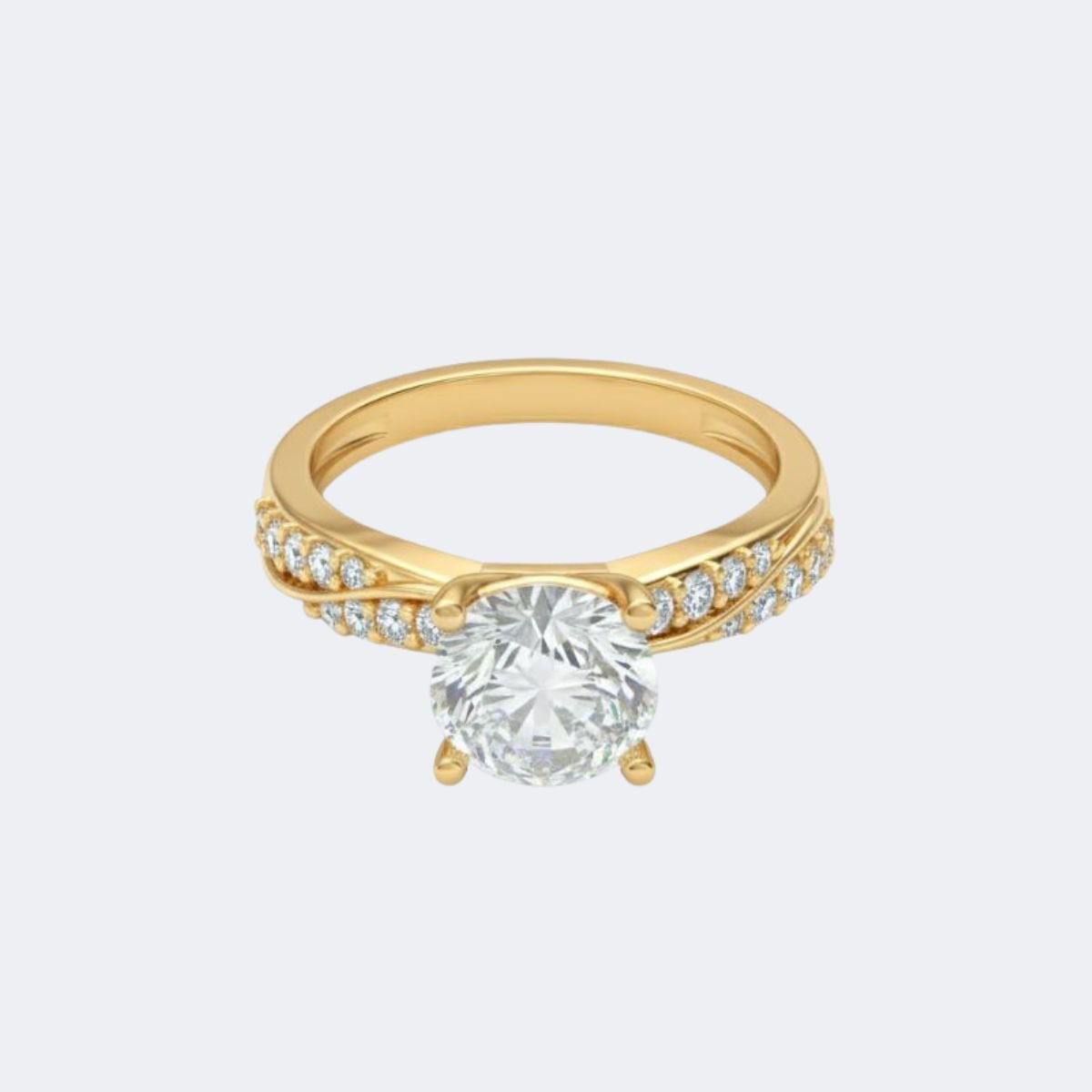 2.70CTW Round Solitaire Ring Pav? Twisted Band