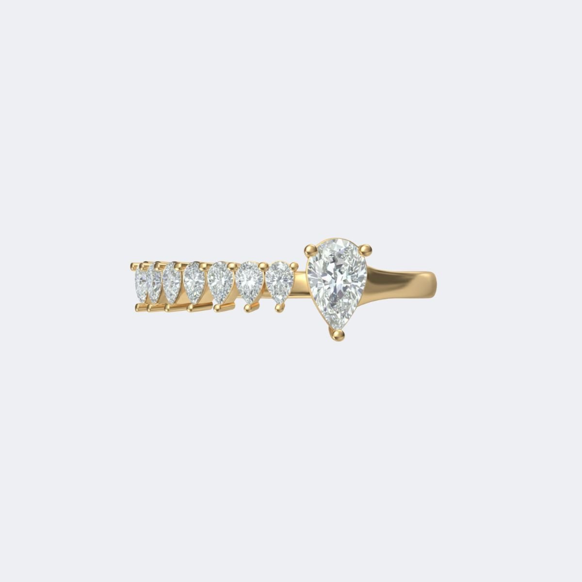 0.85CTW Pear Prong Set Diamond Accent Ring