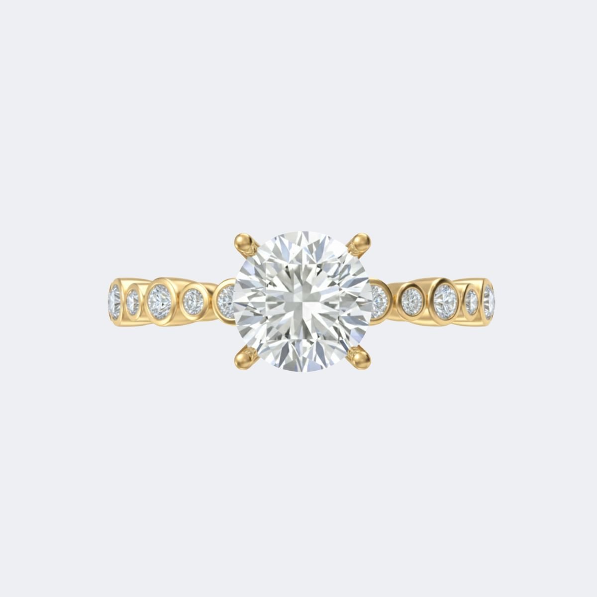 2.65CTW Round Solitaire Ring Bezel-Set Accent Band