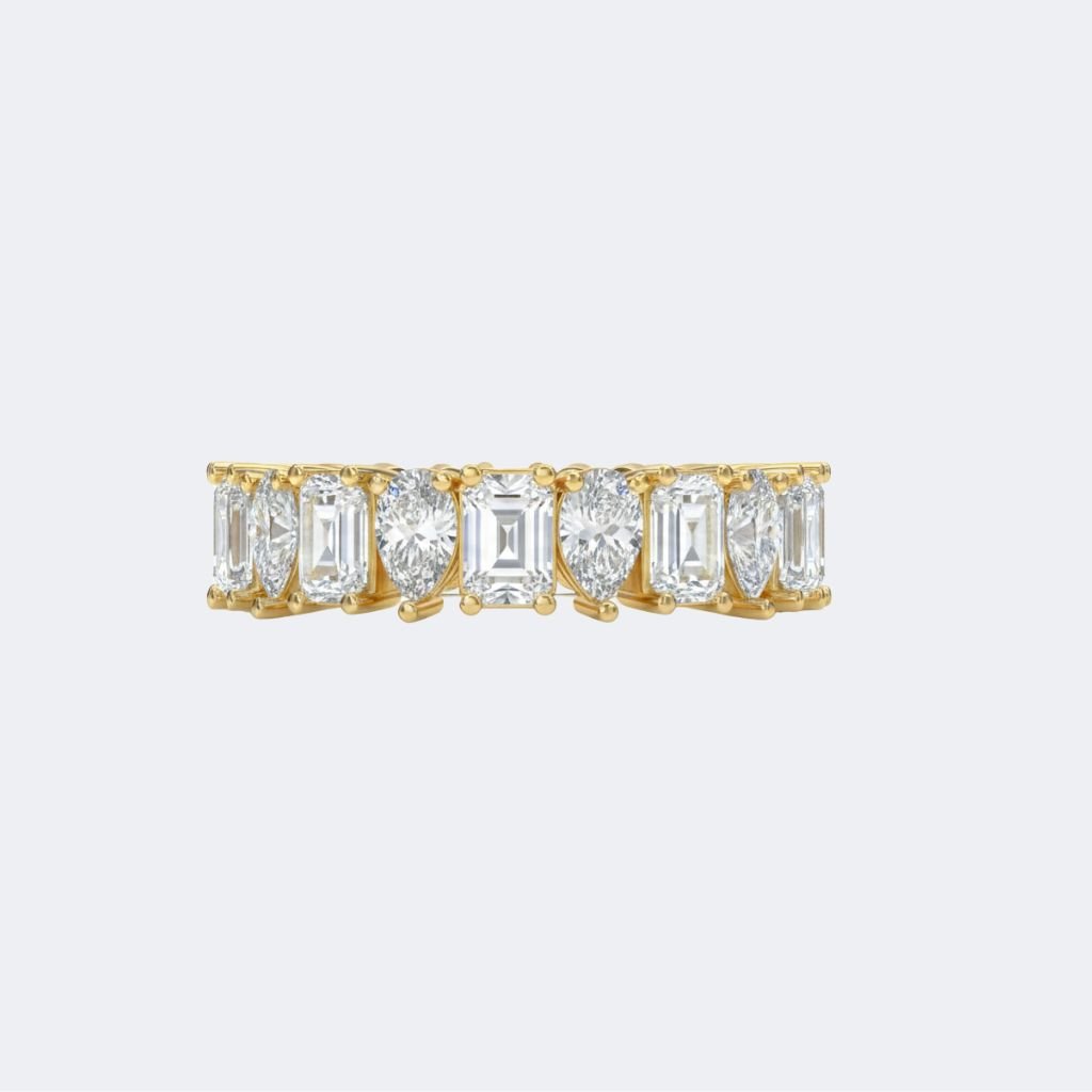 2.45CTW Emerald Pear Prong Set Diamond Five Stone Ring