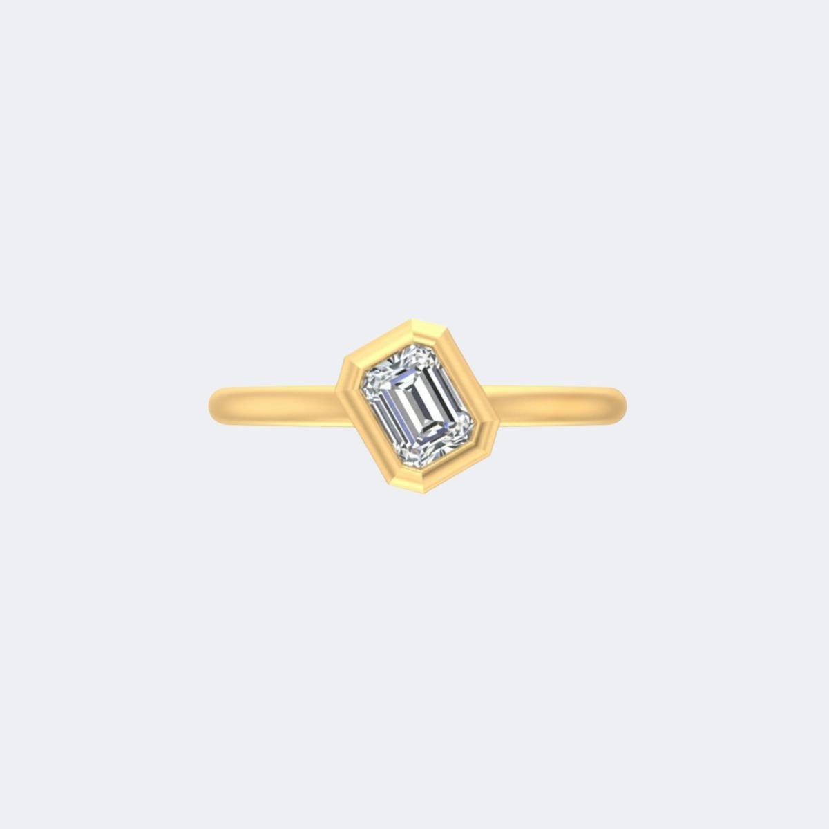 0.75CTW Emerald Cut Bezel Set Solitaire Ring
