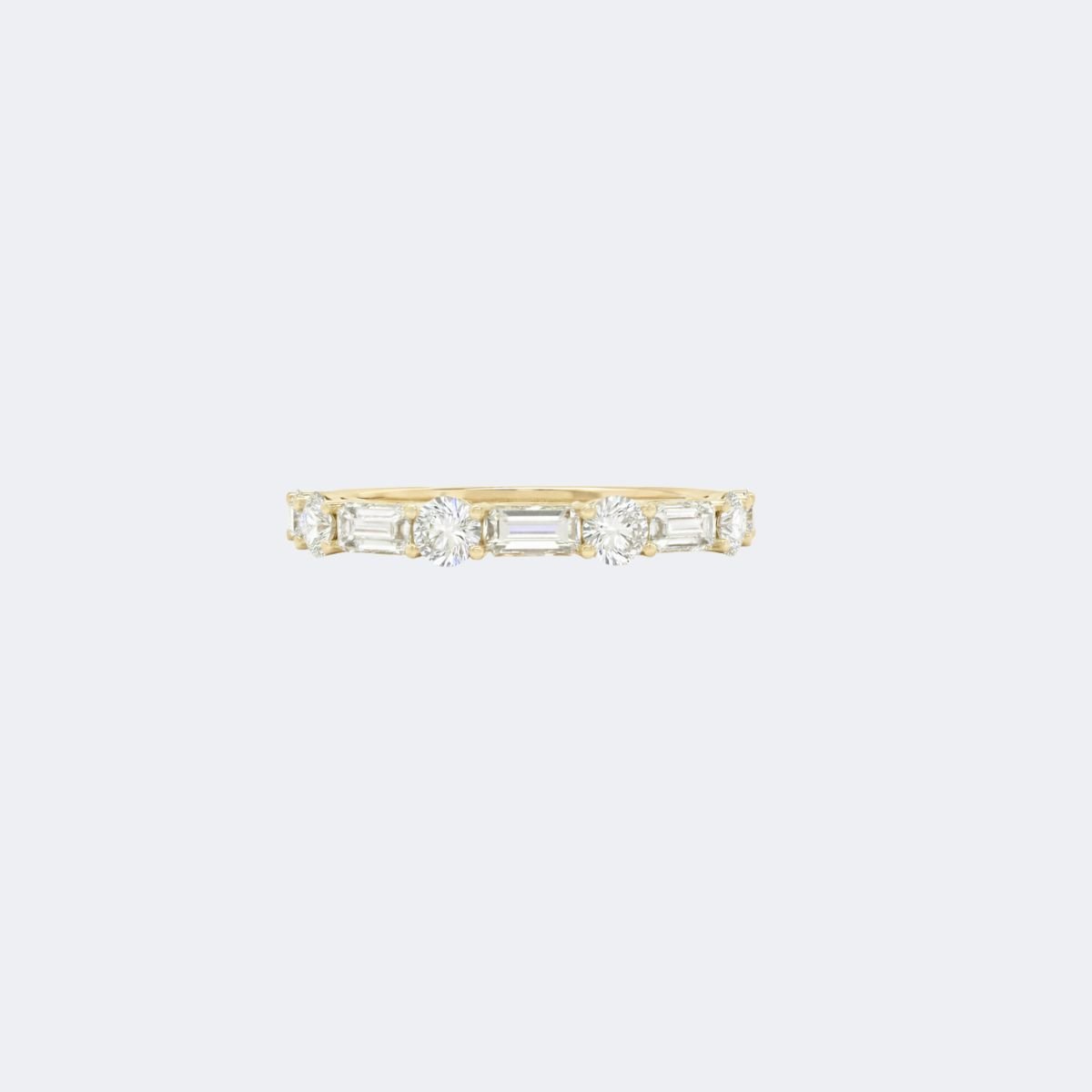 1.00CTW Round Baguette Half Eternity Diamond Band