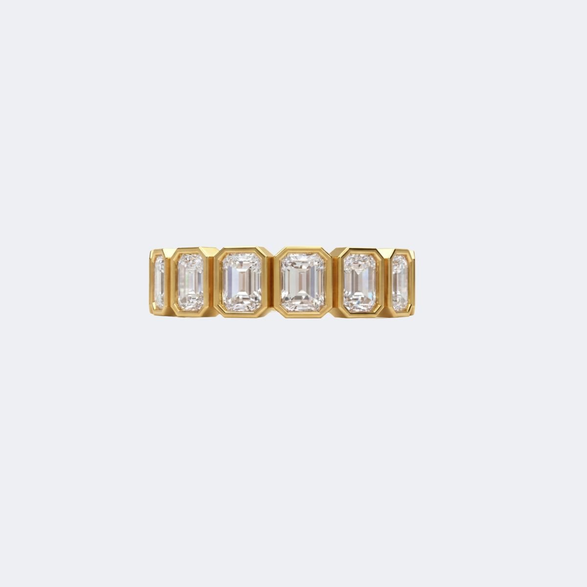 1.45CTW Emerald Seven Stone Bezel Set Diamond Band