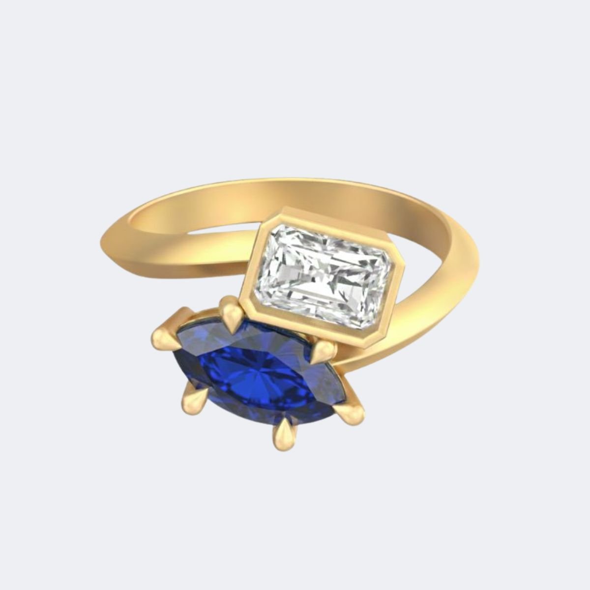 2.00CTW Radiant & Marquise Toi et Moi Setting Engagement Ring