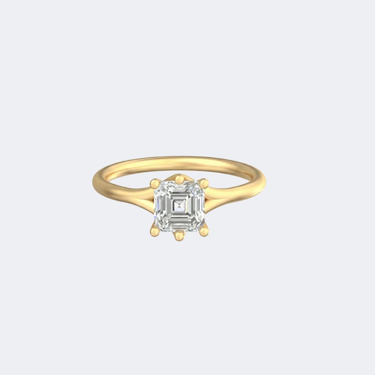 1.25 CTW Asscher Cut Split Shank Solitaire Ring