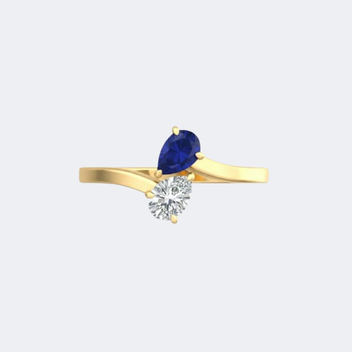 1.00CTW Pear Toi et Moi Minimalist Ring